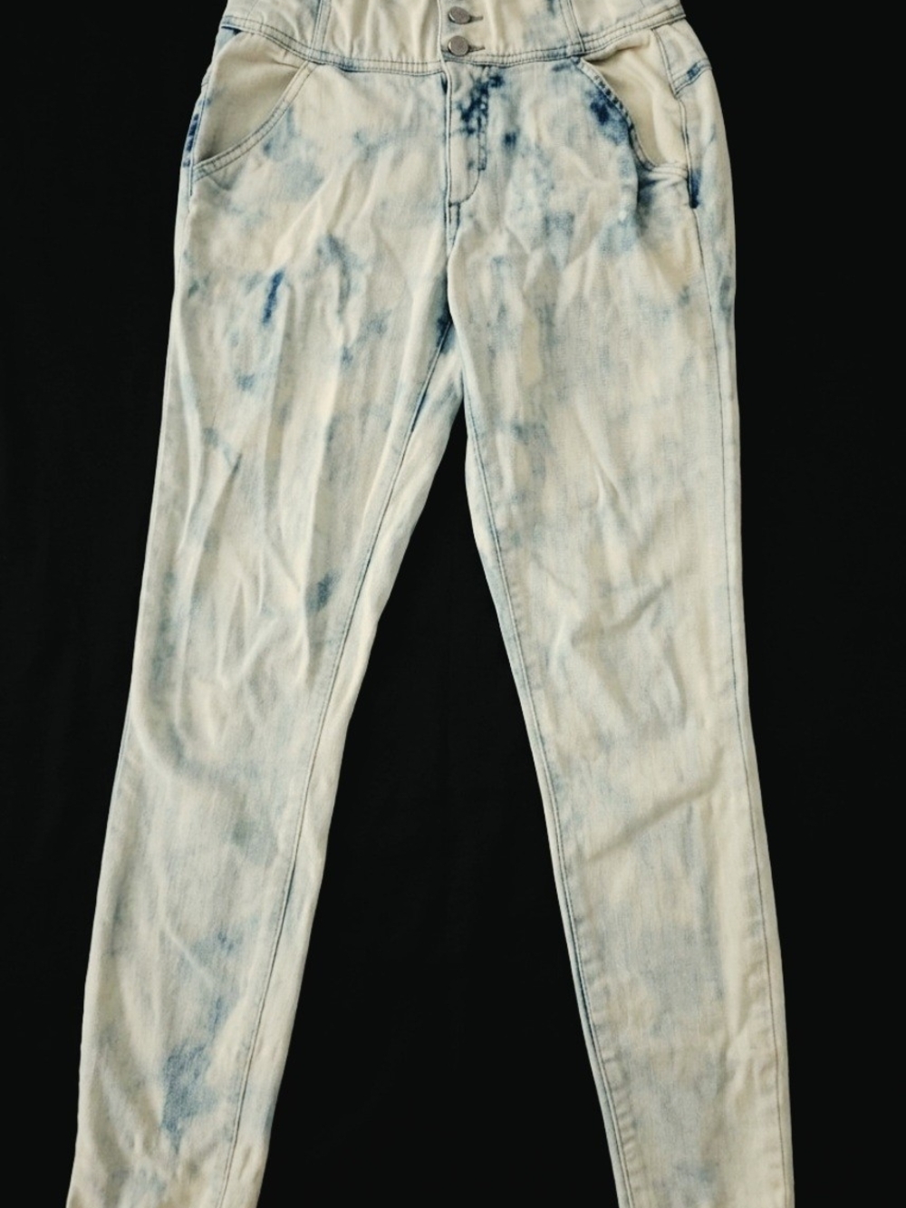 bebe high-waisted acid-wash and stretchy skinny jeans, Sz 27, Y2K
